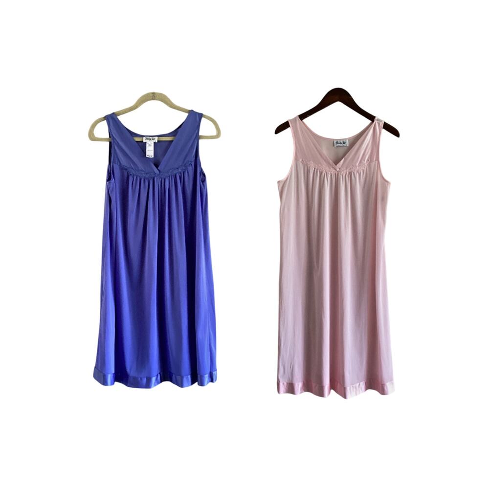 VTG 90s Vanity Fair Nightgown Duo - Small Pink Purple Grandmacore